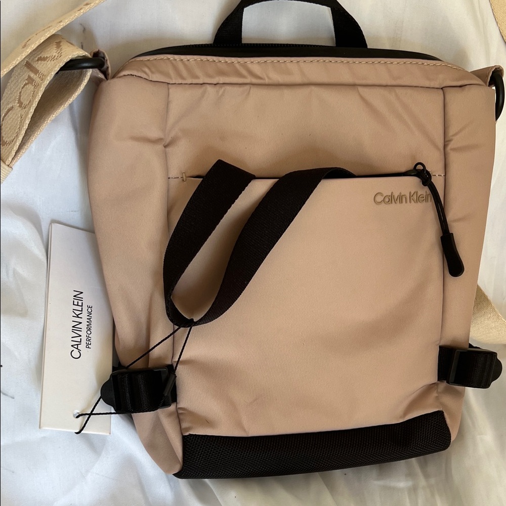 Calvin Klein Tan and Black Shoulder Bag